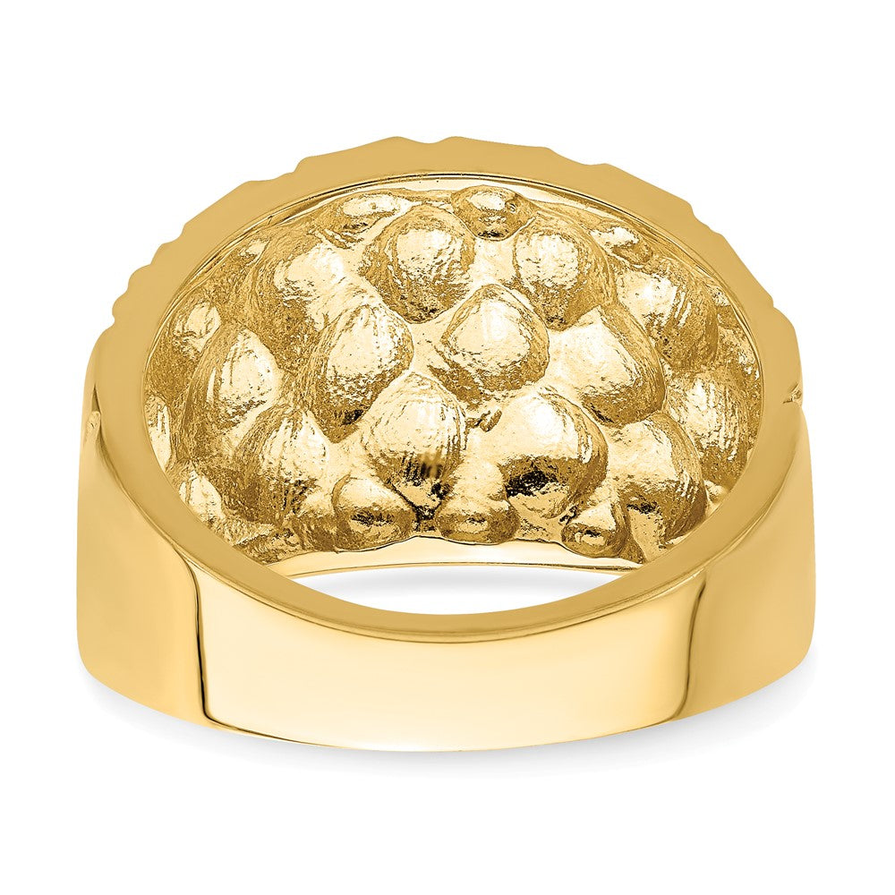 14K Diamond-cut Quilted Pattern Dome Ring
