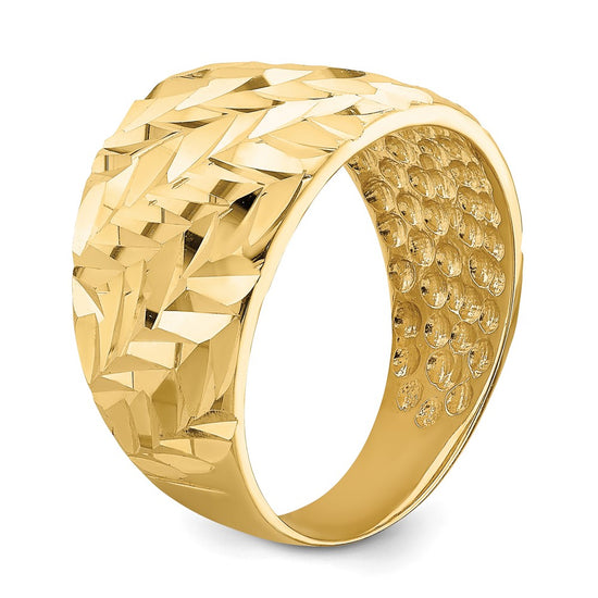 14k Diamond-cut Arrow Slash Dome Ring