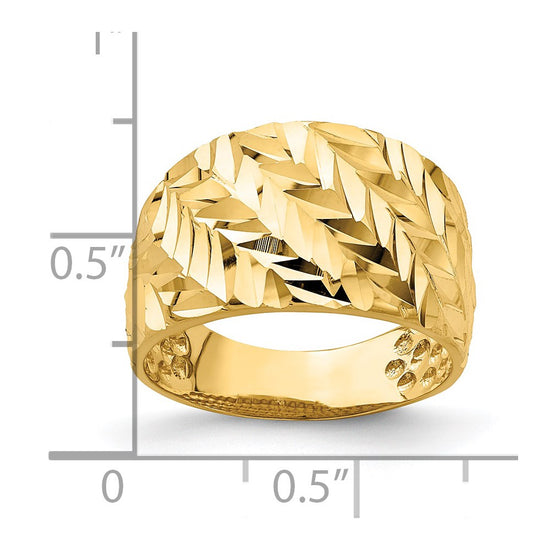 14k Diamond-cut Arrow Slash Dome Ring