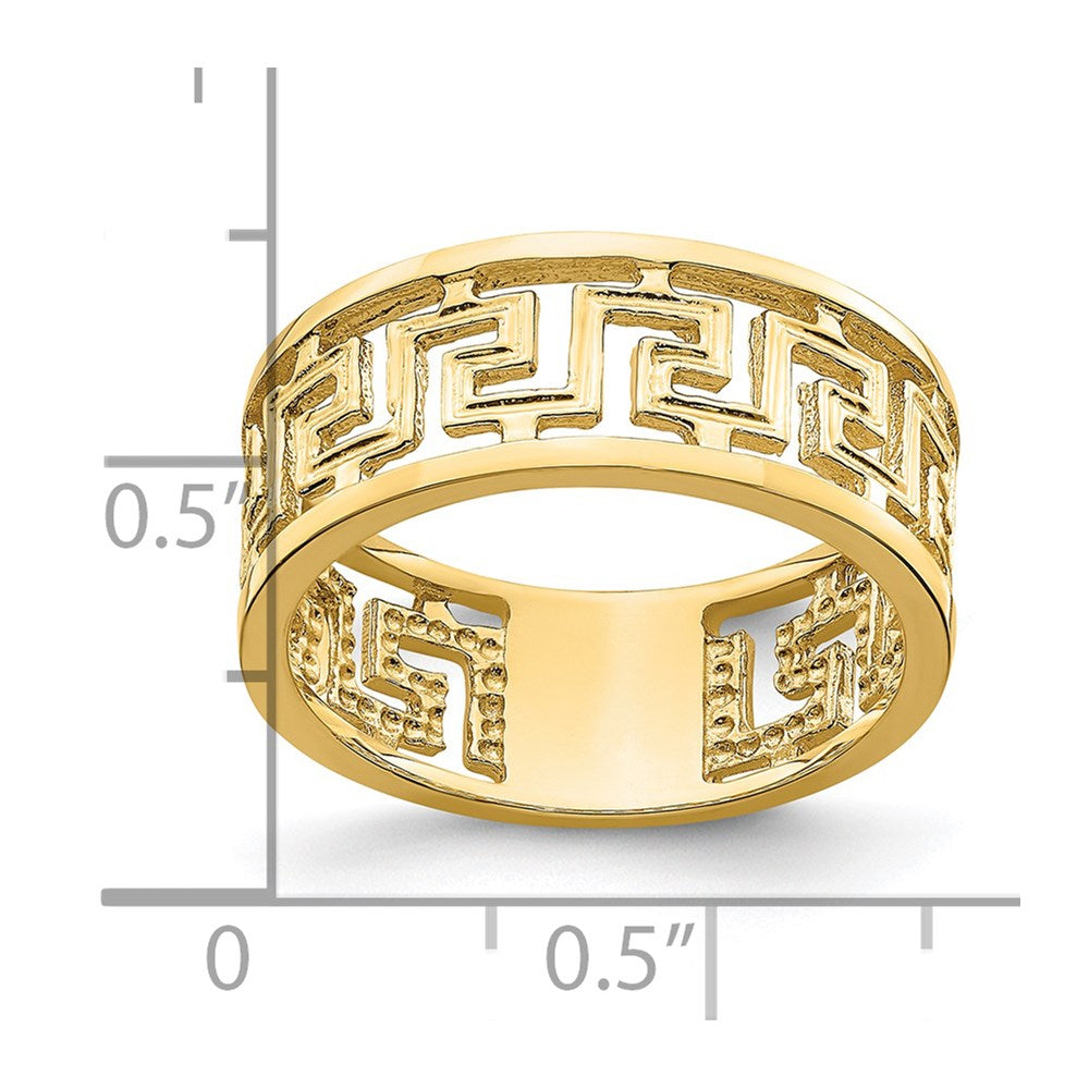14K Polished Cut-Out Greek Key Design Band
