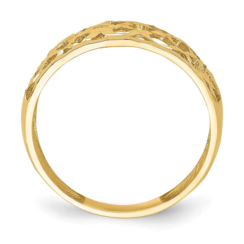 14K Solid Diamond-cut Woven Pattern Dome Ring