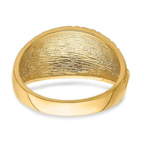14K Diamond-cut Quilted Pattern Dome Ring