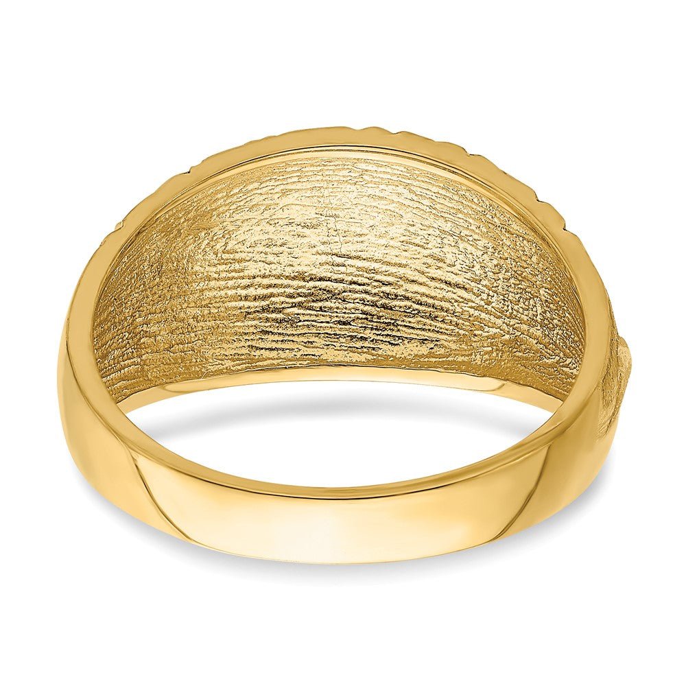 14K Diamond-cut Quilted Pattern Dome Ring