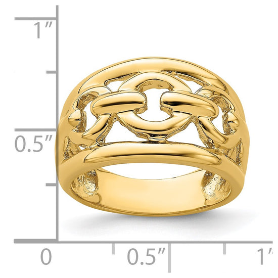 14K Polished Chain Design Inside Ring
