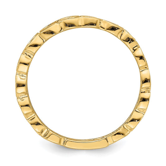 14k Polished Hearts Band