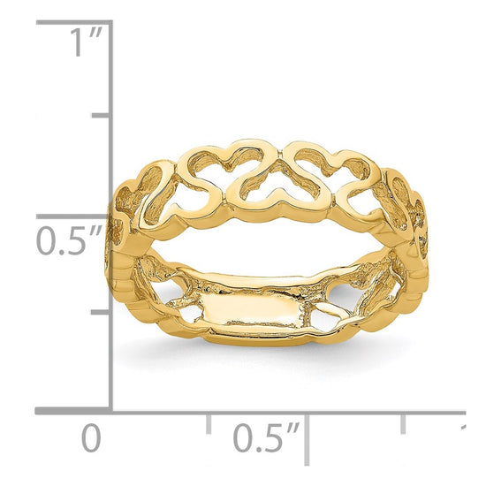 14k Polished Hearts Band
