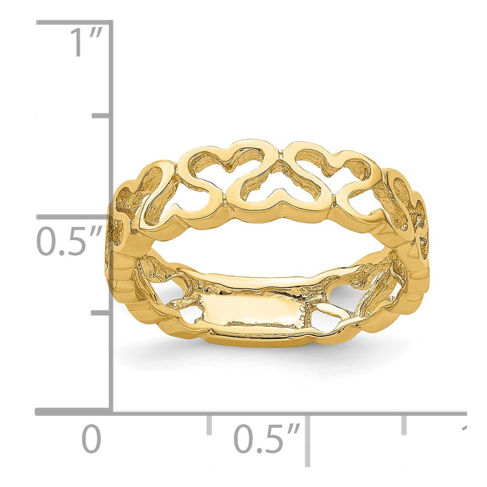 14k Polished Hearts Band