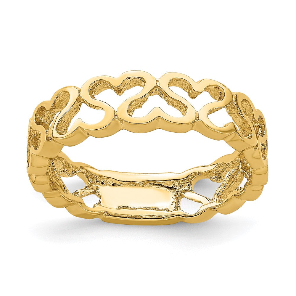 14k Polished Hearts Band