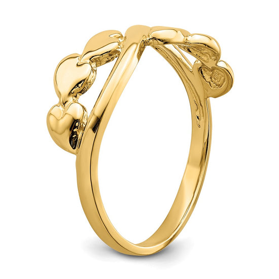 14k Polished Cross-over Design Heart Ring