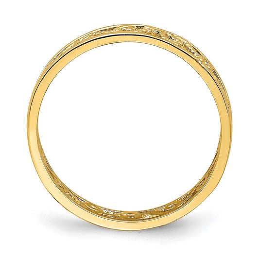 14k Beaded Scroll Cut-Out 3.8mm Band Size 2 Baby / Childs Ring