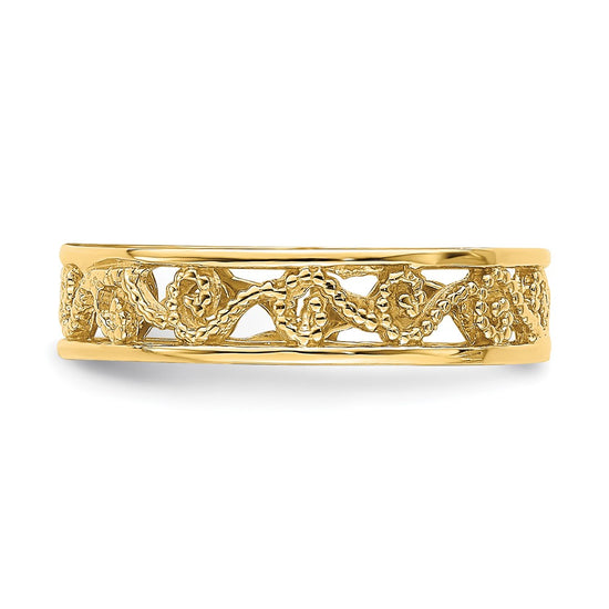 14k Beaded Scroll Cut-Out 3.8mm Band Size 2 Baby / Childs Ring