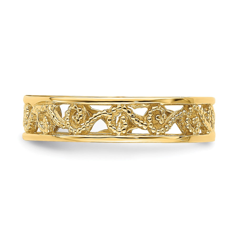 14k Beaded Scroll Cut-Out 3.8mm Band Size 2 Baby / Childs Ring