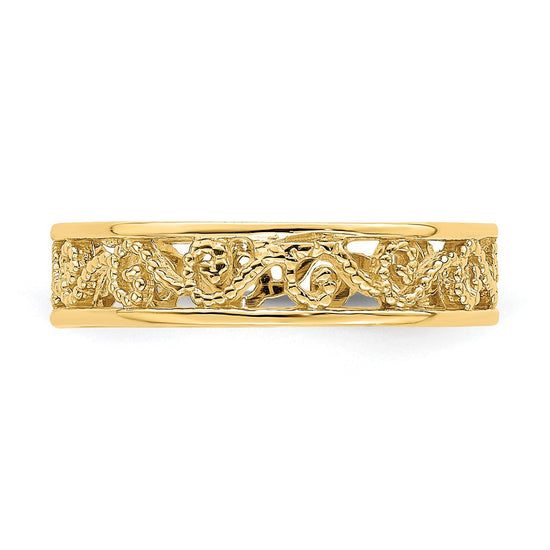 14k Beaded Scroll Cut-Out 3.8mm Band Size 2 Baby / Childs Ring
