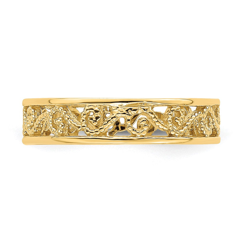 14k Beaded Scroll Cut-Out 3.8mm Band Size 2 Baby / Childs Ring