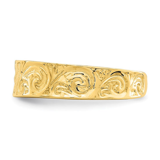 14k Adjustable Scroll Pattern Toe Ring