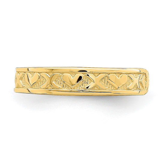 14K Small X and Hearts Adjustable Toe Ring