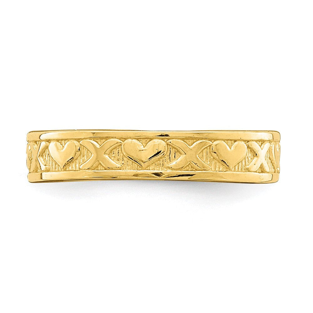 Gold Polished Heart Toe Ring