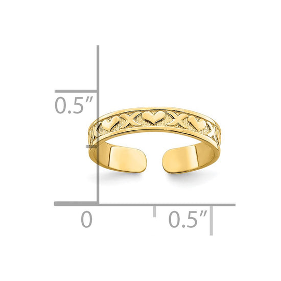 Gold Polished Heart Toe Ring