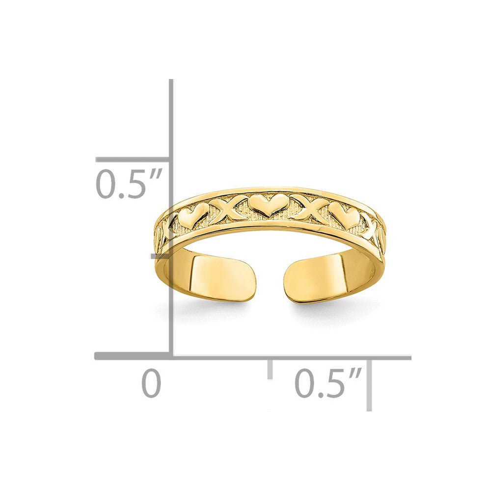 Gold Polished Heart Toe Ring