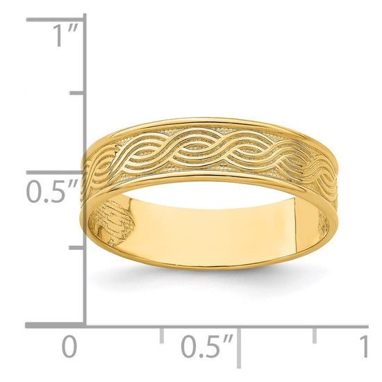 14k Wave Engraved Thumb Ring (size 9)