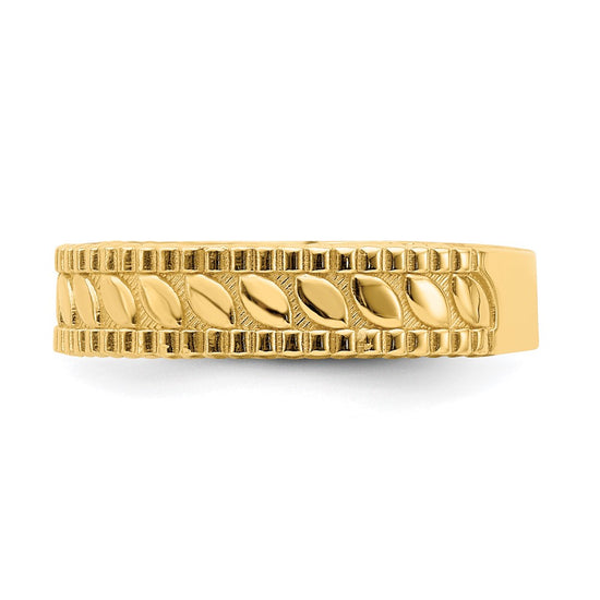 14k Leaf Engraved Thumb Ring (size 9)