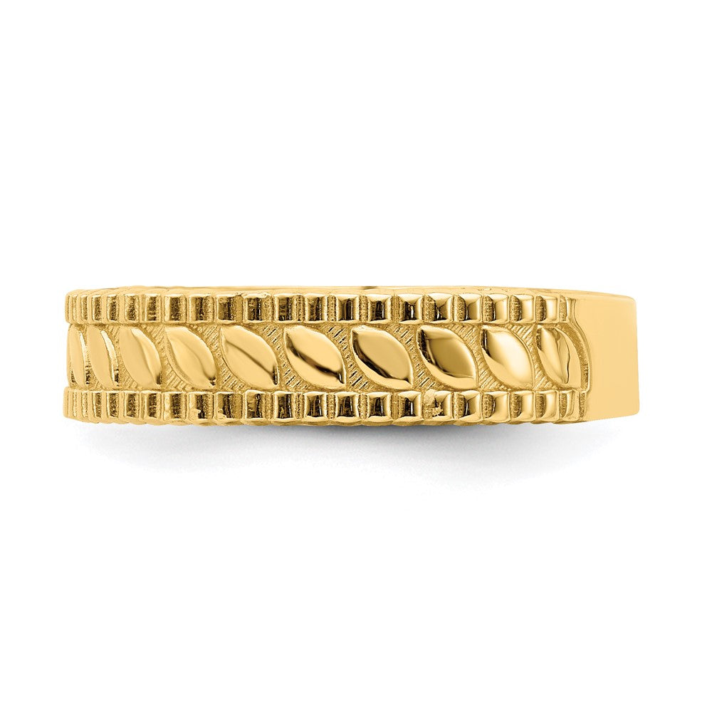 14k Leaf Engraved Thumb Ring (size 9)