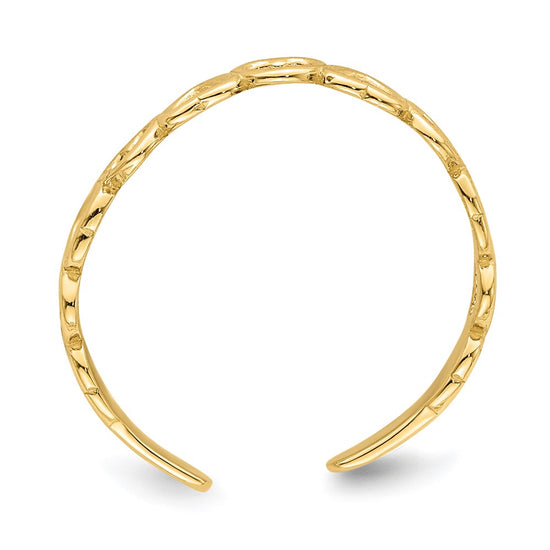 Gold Polished and Textured Heart Toe Ring