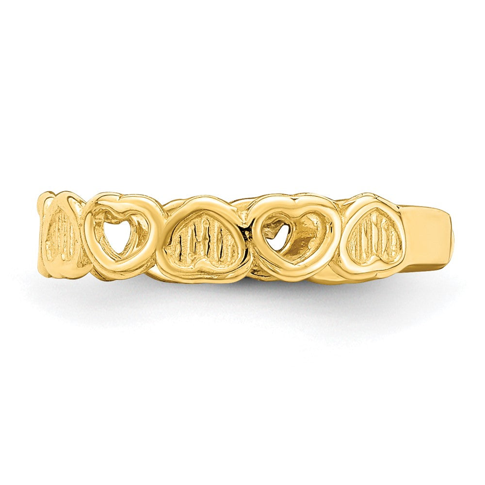 Gold Polished and Textured Heart Toe Ring
