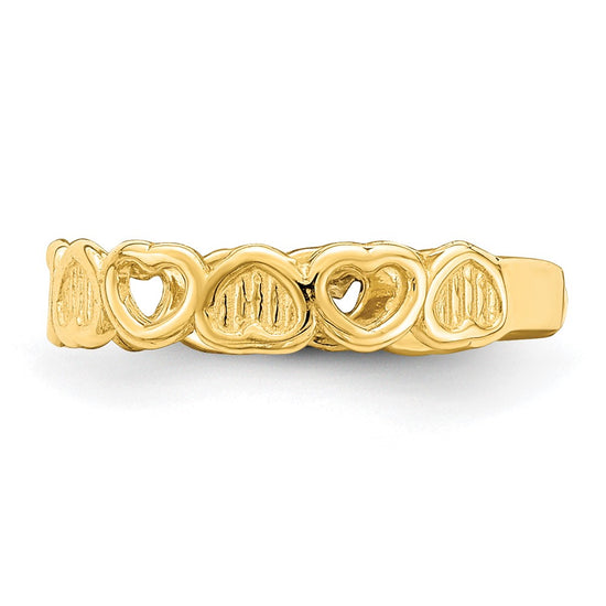 14k Polished Hearts Toe Ring