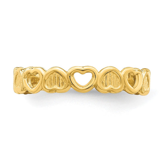 Gold Polished and Textured Heart Toe Ring