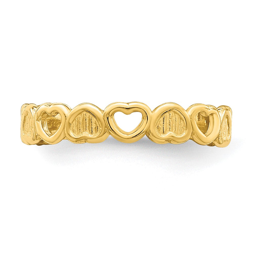 14k Polished Hearts Toe Ring