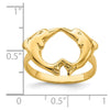 14k Polished Dolphins Heart Ring