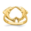 14k Polished Dolphins Heart Ring