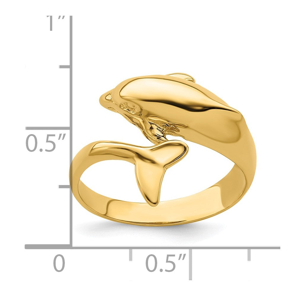 14k Polished Dolphin Bypass Ring