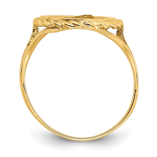 14k Angel Coin with Rope Frame Ring