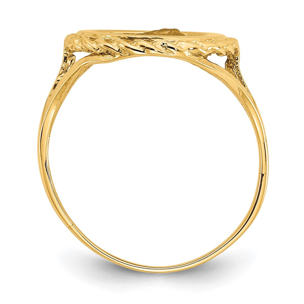 14k Angel Coin with Rope Frame Ring