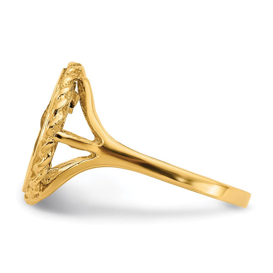 14k Angel Coin with Rope Frame Ring