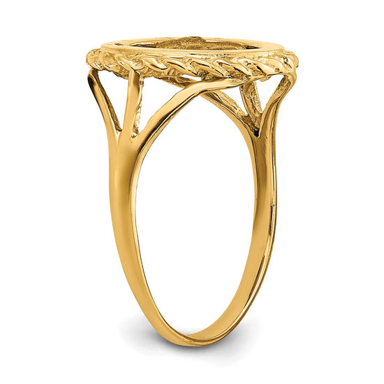 14k Angel Coin with Rope Frame Ring