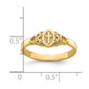 14K Cross Inside Oval with Scroll and Heart Ring