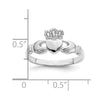 14k White Gold Polished Claddagh Ring