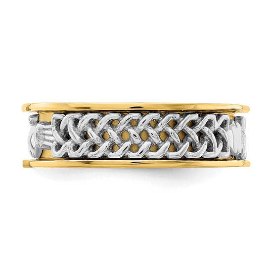 14k Two-tone Mens Claddagh Band