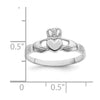 14k White Gold Polished Claddagh Ring