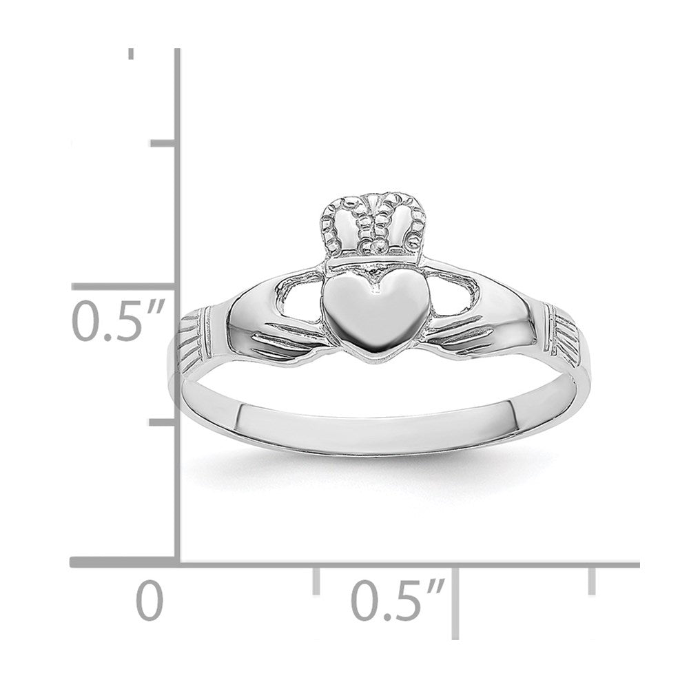 14k White Gold Polished Claddagh Ring