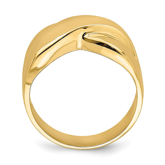 14K Polished X Dome Ring