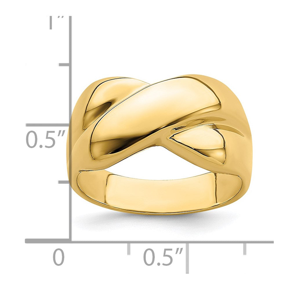 14K Polished X Dome Ring
