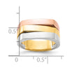 14k Tri-Color Contemporary Flat Top Band