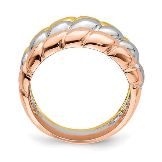 14k Tri-Color Triple Shrimp Band