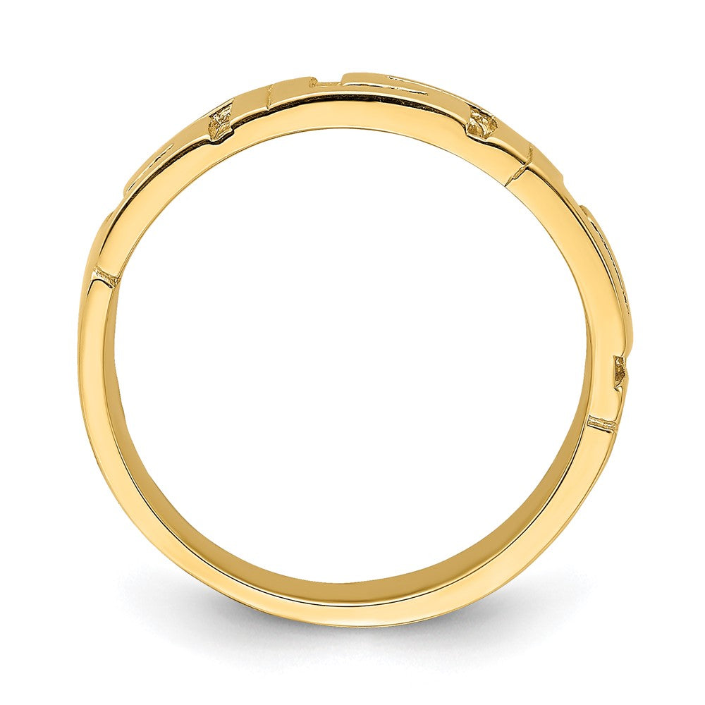 14k Cut-out Greek Key Band with Tapered Shank Ring