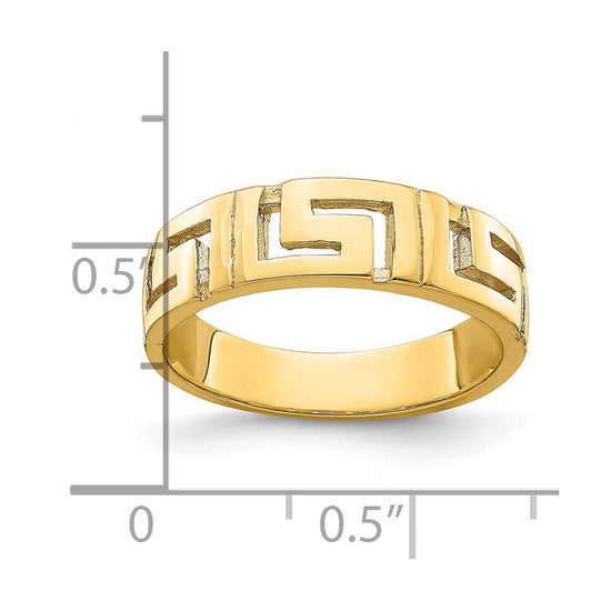 14k Cut-out Greek Key Band with Tapered Shank Ring