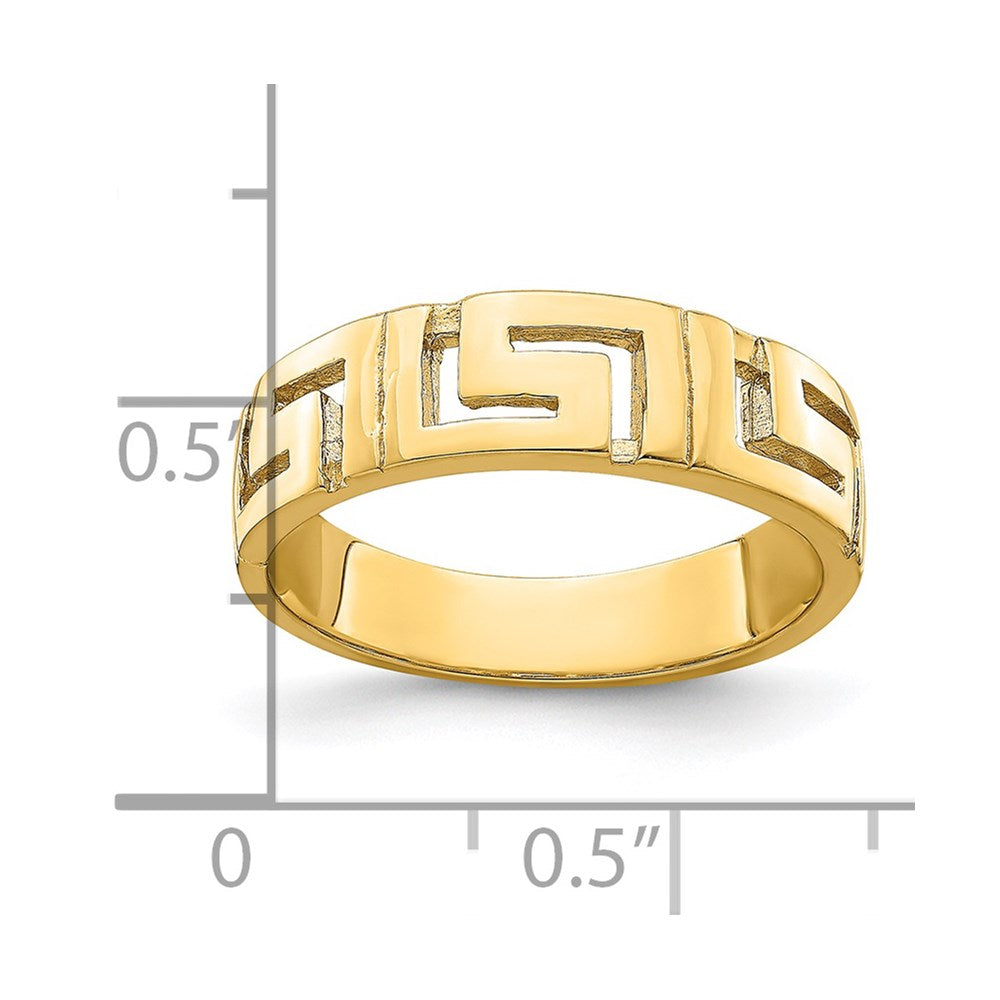 14k Cut-out Greek Key Band with Tapered Shank Ring